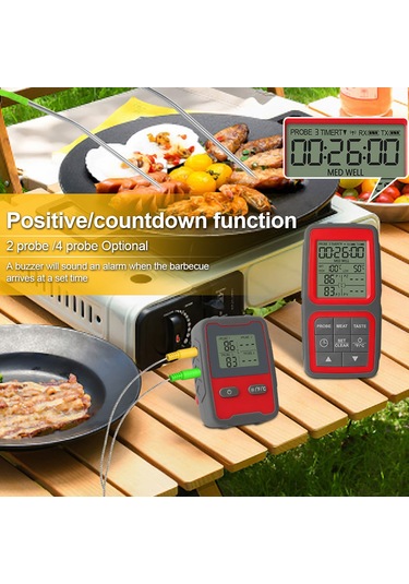 Tenfowee Kablosuz Et Termometresi - 150m Menzilli, Alarmlı, Çift Problu, Manyetik Ve Asılabilir Bbq Aleti Gümüş