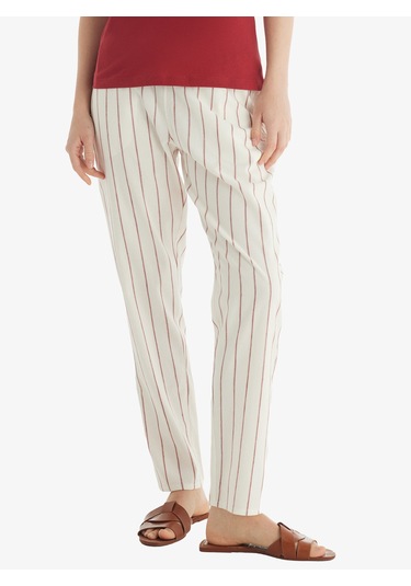 Kadın Pantolon 60560 - Bordo Çizgili Bordo