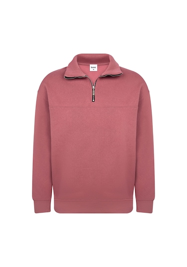 Classics Men Unisex Relax Fit Rahat Kesim Pamuklu Yarım Fermuarlı Dik Yaka Sweatshirt Pembe Classics Men Unisex Relax Fit Rahat Kesim Pamuklu Yarım Fermuarlı Dik Yaka Sweatshirt Pembe