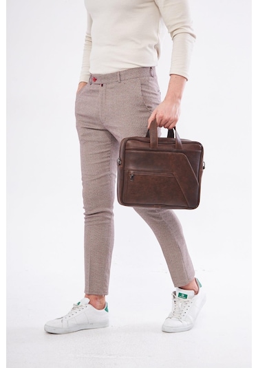 Derinss Dub3075 Hakiki Deri Kahverengi Macebook Ve Notebook Çantası 001