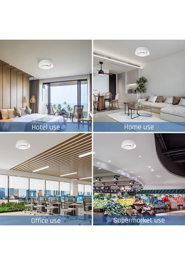 Ximistore9 Yüksek Hassasiyetli 360 Tespitli Kablosuz Duman Dedektörü, Sesli Ve Işıklı Alarm