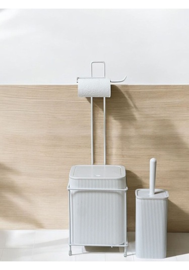 Metalshop Çöp Kovalı Wc Kağıtlık Ve Tuvalet Fırça Seti Beyaz