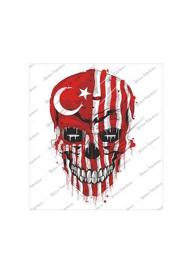 Kurukafa Türk Bayrağı Kuru Kafa Sticker 00558