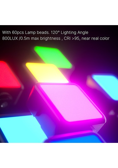 Singree Ulanzı Vl49 Profesyonel Rgb Led Video Işığı - 60 Led, 800 Lux, 120 Açı, 2000mah Pil, Manyetik Tasarım Siyah