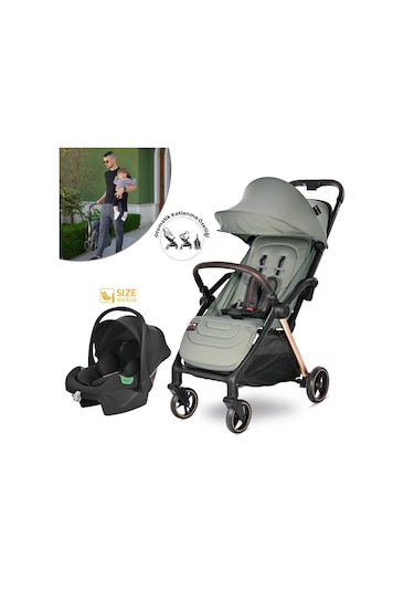 Lorelli Loret Otomatik Katlanan Kabin Boy & Travel Set Bebek Arabası - Green