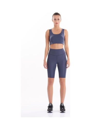 Josejuan Kadın Toparlayıcı Yüksek Bel Cep Detaylı Spor Biker Tayt 7108-indigo İndigo