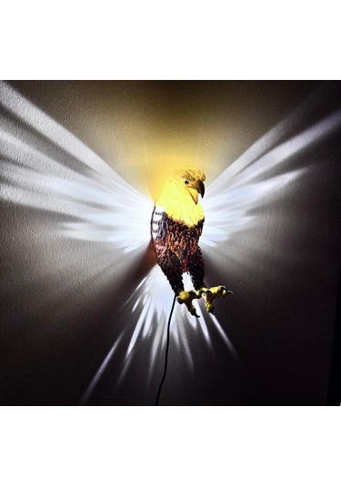 Kablolu Realistik Kartal Modelli Duvar Apliği Dekoratif Aydınl Kahverengi