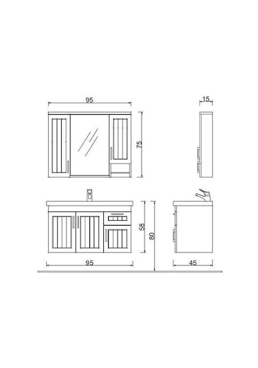Denko Lotus 100 Cm Mdf Lake Banyo Dolabı Takımı (524942925) Çok Renkli