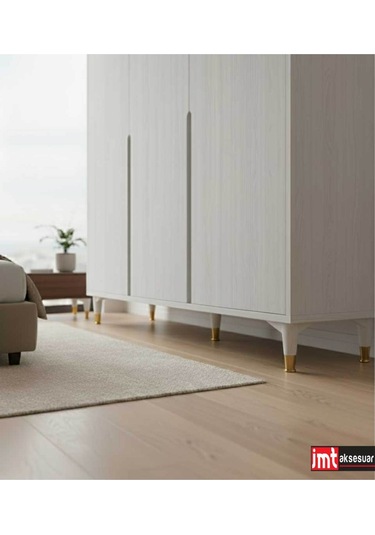 Puma 15 Cm Beyaz-krom Mobilya Kanepe Tv Ünitesi Kosol Ayağı Beyaz-krom