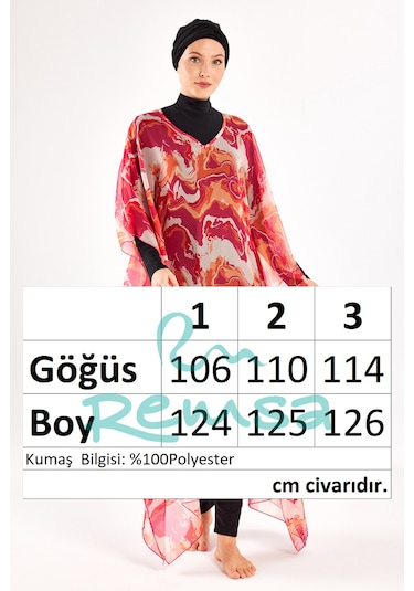 Adasea Uv Korumalı Mayo Üzerine Tek Pareo Kaftan 1704 Fuşya Fuşya