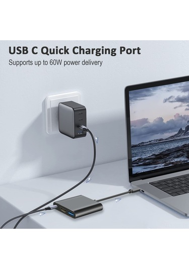 Singree "4k Usb-c Hdmı Adaptör - 3'ü 1 Arada Hızlı Şarj Ve Veri Aktarımı"