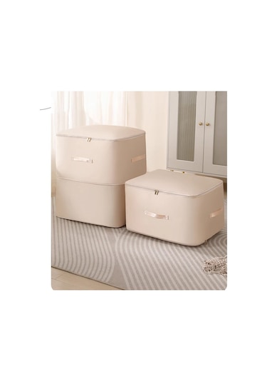 Vkemall Bej Organize Edici Depolama Çantası - İçki Suya Ve Nem'e Dayanıklı, Çift Yönlü Reçme, Geniş Tutamaklı, Giysi Ve Yorgan Saklama İçin 54 42 30cm Bej