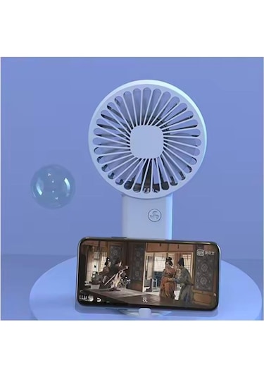 Mini Fan,telefon Tutucu,portatif El Vantilatörü Mavi 9,3x19cm