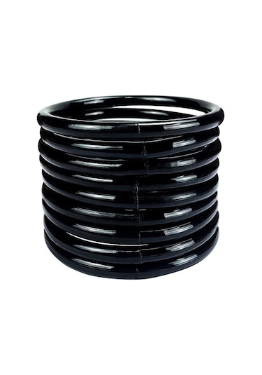 Samdoo 2023 Gümüşlü Pvc Silikon Bilezikler - Zarfımsı Tasarım, Dayanıklı, Unik Aksesuar - 9'lu Set Altın Rengi Diğer