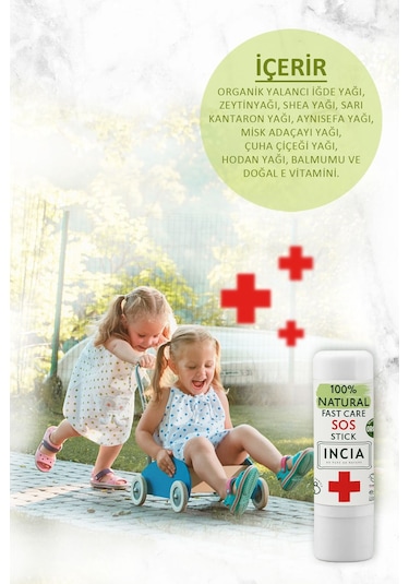 INCIA %100 Doğal Sos Stick Anlık Yatıştırıcı Organik Yalancı İğde Hızlı Koruma Bitkisel 6 g