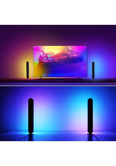 Teltree Masaüstü Müzik Uyumlu Renk Değiştiren Led Işık, Uzaktan Kumandalı, Usb Güçlü, Modern Dekorasyon Siyah