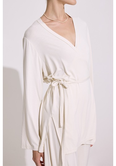 Bağlamalı Dökümlü Kimono İnci İnci