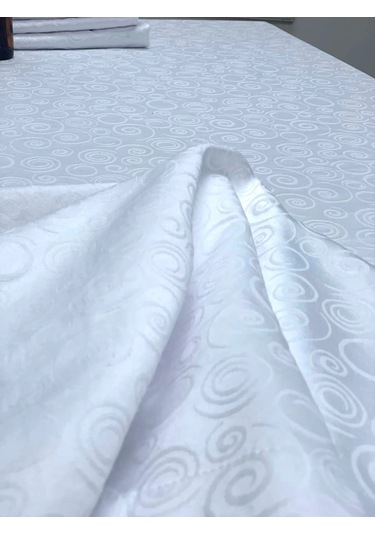 Nivemeshome 140x200 Beyaz Daire Sembol Leke Tutmaz Masa Örtüsü Beyaz