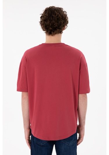 U.S. Polo Assn. Erkek Long Fit Bisiklet Yaka Vişne Basic Tişört 50305988-VR223