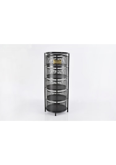 5 Katlı Metal Açılır Kapanır Paslanmaz Sebzelik Siyah