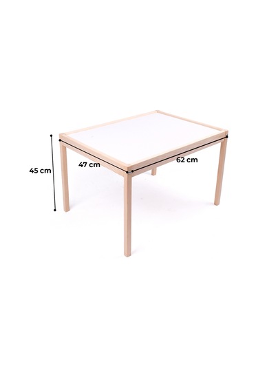 Montessori Çocuk Ahşap Etkinlik Masası Seti - 2 Sandalyeli Krem
