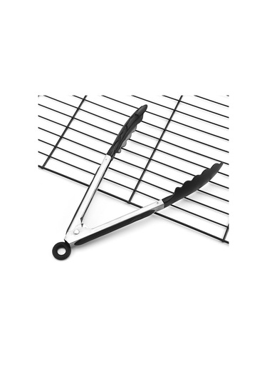 Paslanmaz Çelik Ve Gıda Sınıfı Silikon Izgara Maşası Siyah 16 İnç , Isıya Dayanıklı Mutfak Maşası