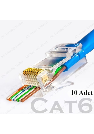 Ez Rj45 Cat6 Yeni Nesil Delikli Jack Konnektör 10 Adet