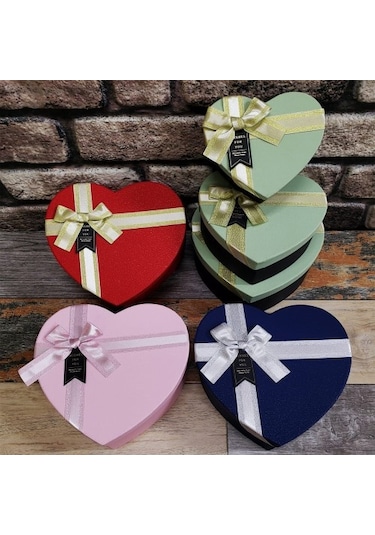 Hediyelik Kalp Kutu 3 Lü Set