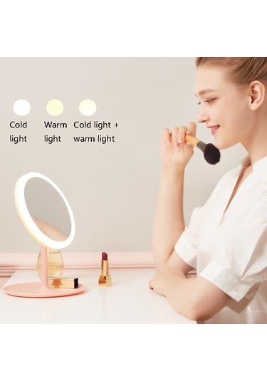 Ctbx Üç Renk Led Işıklı Makyaj Aynası Pembe