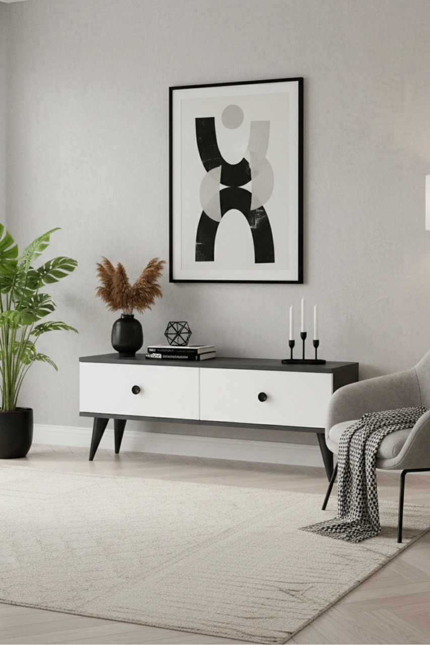 Tsa1202ab - Mona Tv Stand Antrasit-beyaz 120cm Antrasit