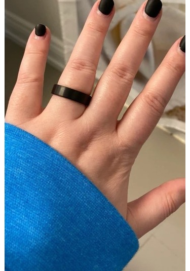 6mm Mat Düz Model Unisex Kadın Erkek Çelik Alyans Yüzük Cl29 Siyah