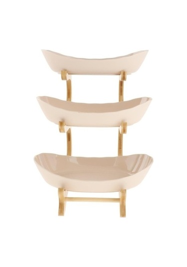 Dancemonkey 3 Katlı Bambu + Plastik Tabağı -bej, Pratik Ve Dayanıklı Bej