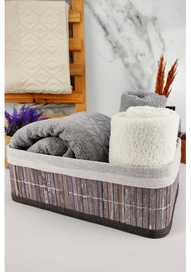 Digithome Bambu Çok Amaçlı Saklama Kutusu Düzenleyici Orta Boy Organizer Gri 29x19x10 Cm - Cl-6006-2