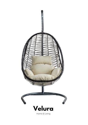 Cosmo Bahçe Salıncağı - Cappucino Rattan Krem Minder Kahverengi