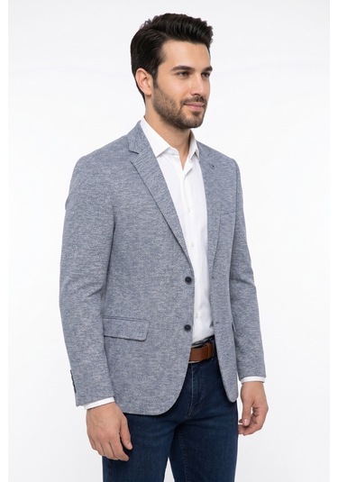 Suitmen Erkek Tek Spor Ceket 4 Drop Çift Yırtmaçlı Mevsimlik Bgl-st05331 Mavi