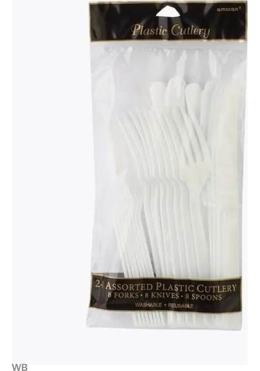 3pingvina Parti İçin Tek Kullanımlık Plastik Çatal Bıçak Takımı 90444071 100 adet