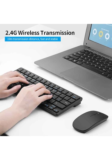 Springsun Klavye Mouse Kombo 2.4g Kablosuz Klavye Mouse Seti Ofis Klavye Mouse Seti İnce Tasarım Tak Ve Çalıştır Pc Dizüstü Bilgisayar Siyah