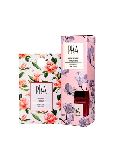 Pisa Manolya Kiraz Bambu Çubuklu Oda Kokusu 100 ML + Manolya Oda Kesesi 20 G