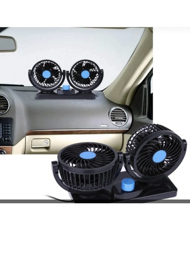 12v Kademeli Çift Başlı 360 Dönebilen Araç Fanı Oto Fan Soğutucu