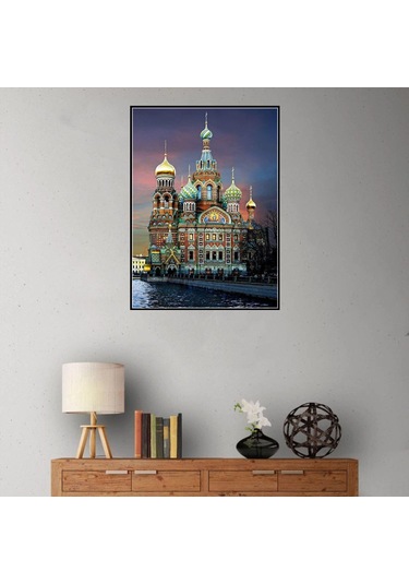 Yaleker Kale Desenli El Yapımı Elmas Boyama Seti - Kanvas Malzeme, 30x40 Cm, Tam Gereçli Diğer