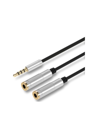 Geeksen 3.5mm Çift Çıkışlı Ses Ayırıcısı Kablosu Gri/siyah Seçenekli - 31cm Uzunluklu