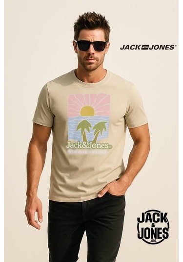 Jack & Jones Jordown Logolu Ekru/krem/bej Erkek Tişört 12286110 Bej