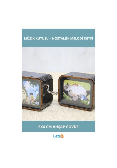 Totoro Ahşap Müzik Kutusu 6x6 Cm