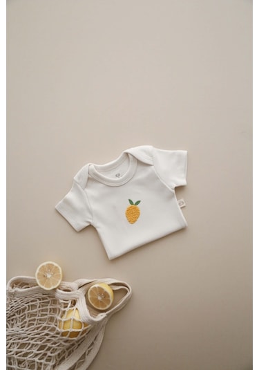 Ohlalakoala Limon Nakışlı Çıt Çıtlı Body-zıbın Krem