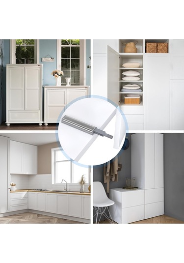 Qingmipy Stainless Steel Çekmecelik Tıklama Açıcı - Çocuk Ve Evcil Hayvan Engeli, Gürültü Azaltıcı, Gizli El Dizesiz Tasarım Gümüş