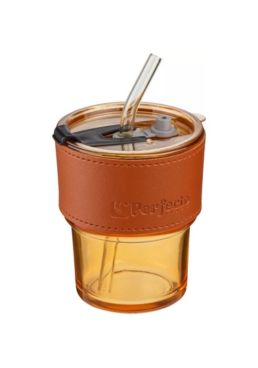 Perfecto Lınea Kapaklı Pipetli 400ml Cam Bardak 189017504 Kahverengi