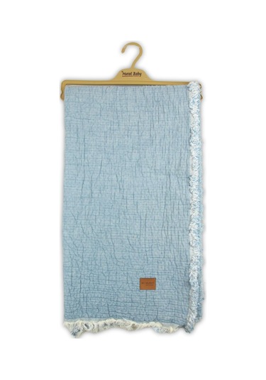 Murat Baby Püsküllü Müslin Battaniye 9367155 - Mavi Mavi