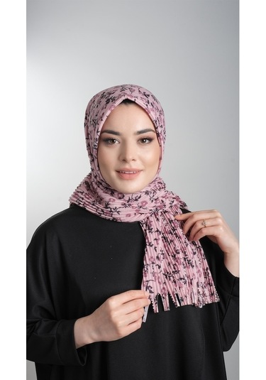 Pudra Pratik Hazır Geçmeli Tesettür Eşarp Kesik Elyaf Piliseli Çi (553630022) Pudra