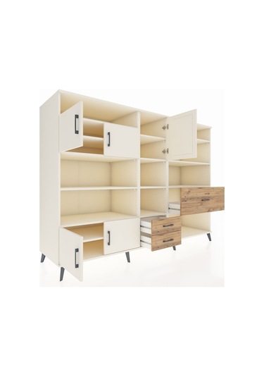 Kronos Dolap 13 Raflı 3 Çekmeceli 5 Kapaklı 220x59x163 Aytaşı-ayt Aytaşı-aytaşı/çam