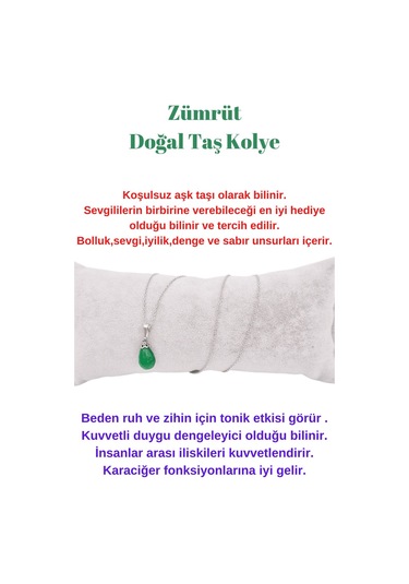 Zümrüt Doğal Taş Kolye Çok REnkli